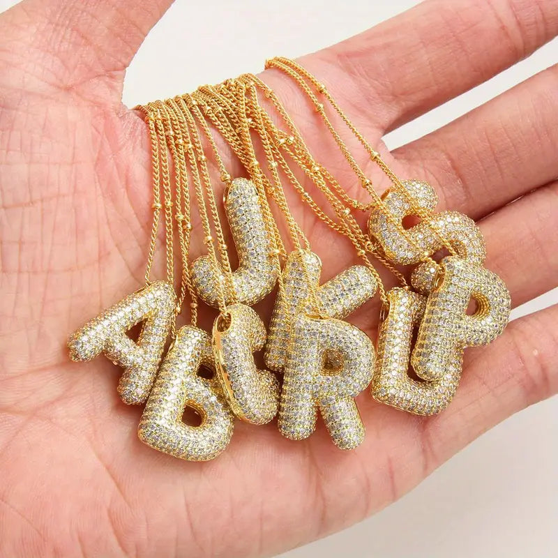Ensemble collier initial lettre Bubble | Or