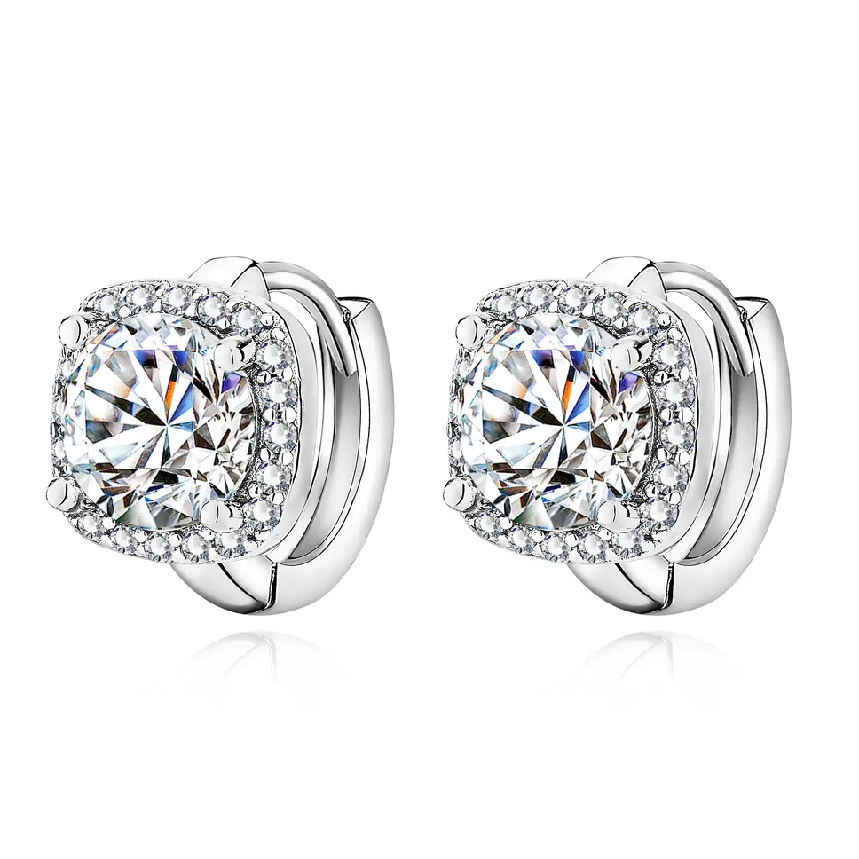 Boucles d’oreilles Nadine carrées | Or blanc