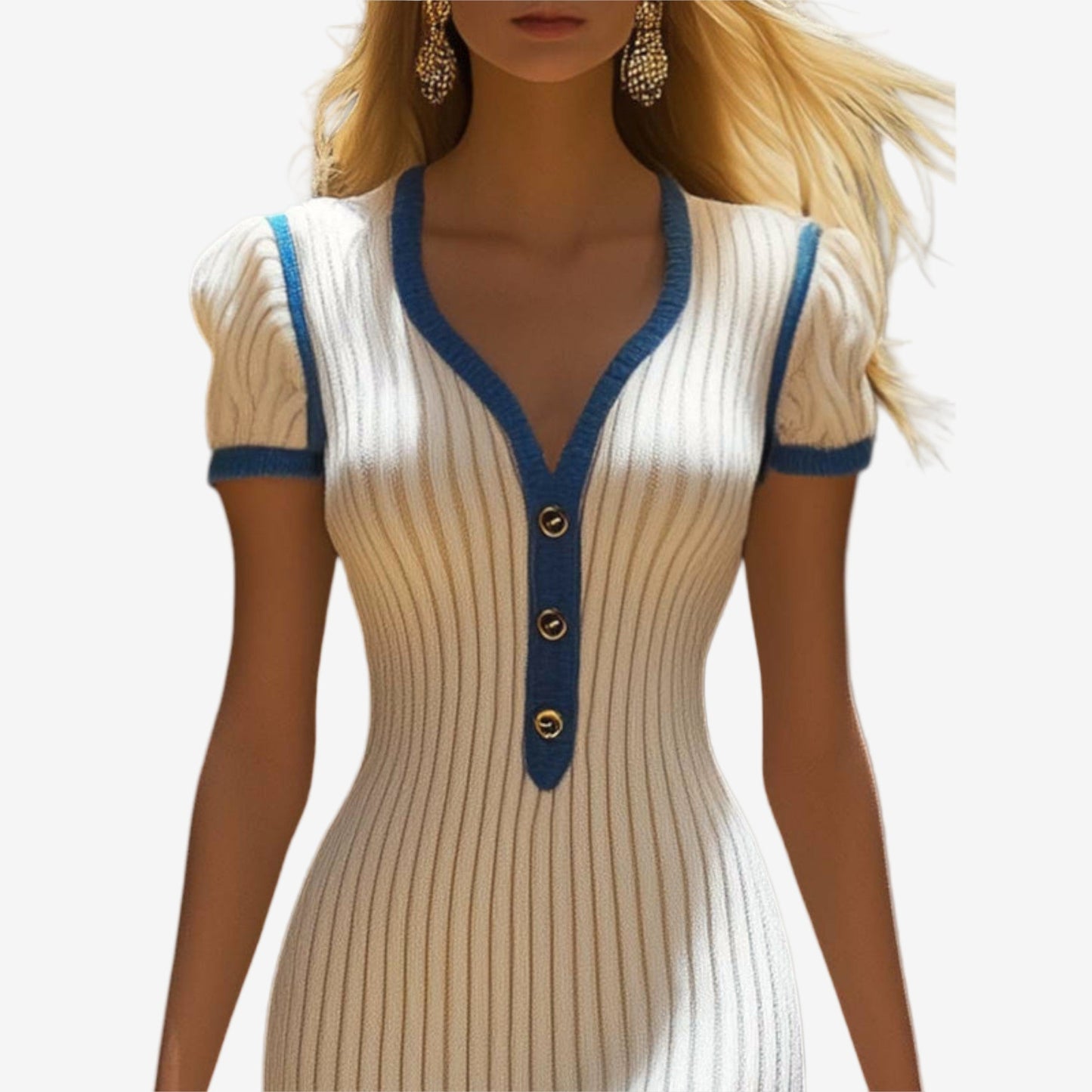 Elera™ | Robe Midi Élégante avec Détails Contrastés