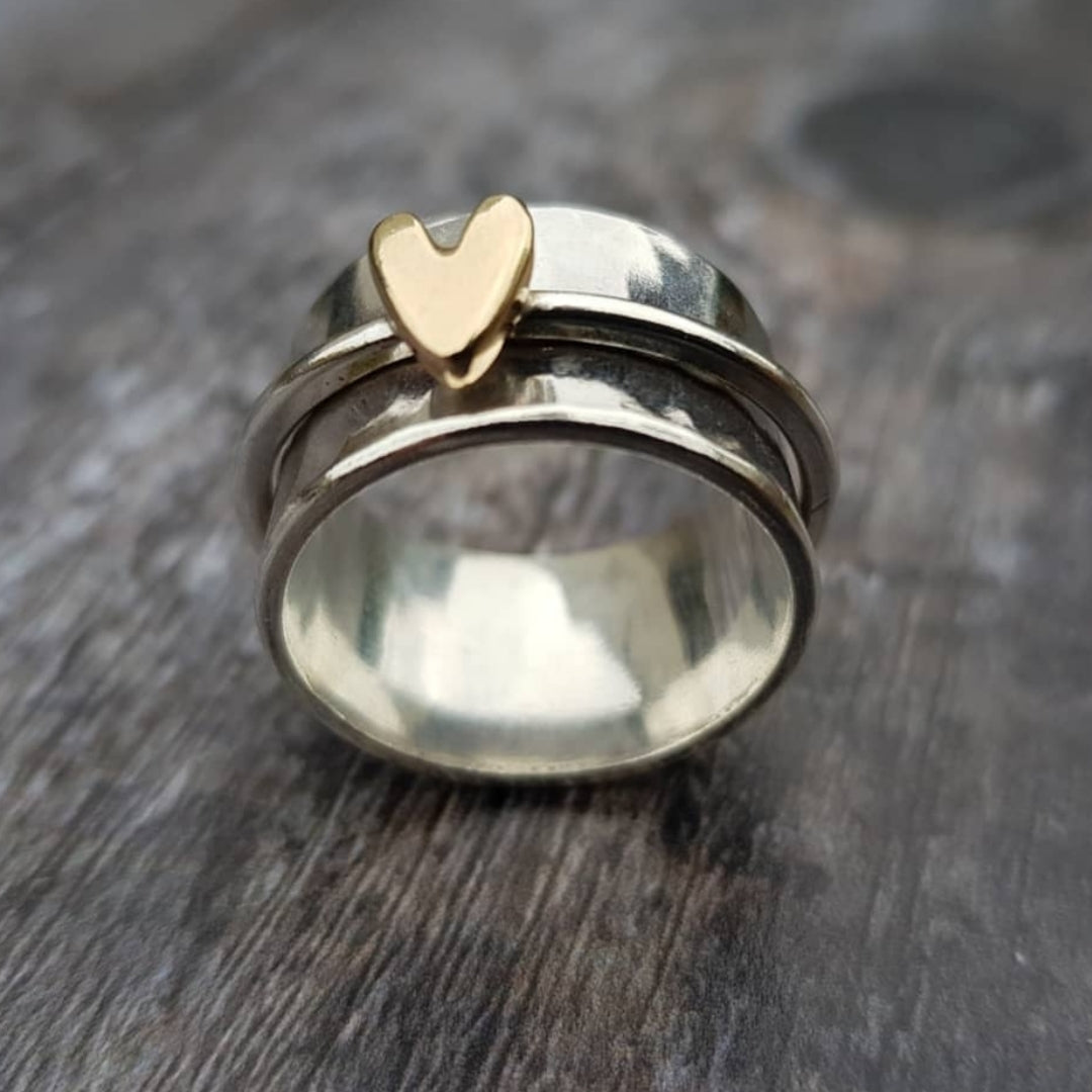 Mely - Bague en argent avec cœur doré