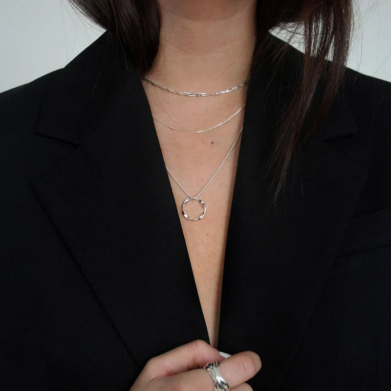 Collier Open Circle trois rangs | Or blanc