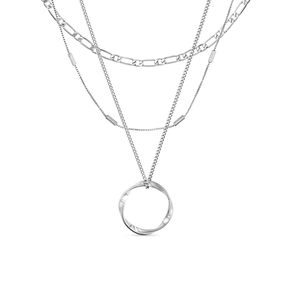 Collier Open Circle trois rangs | Or blanc