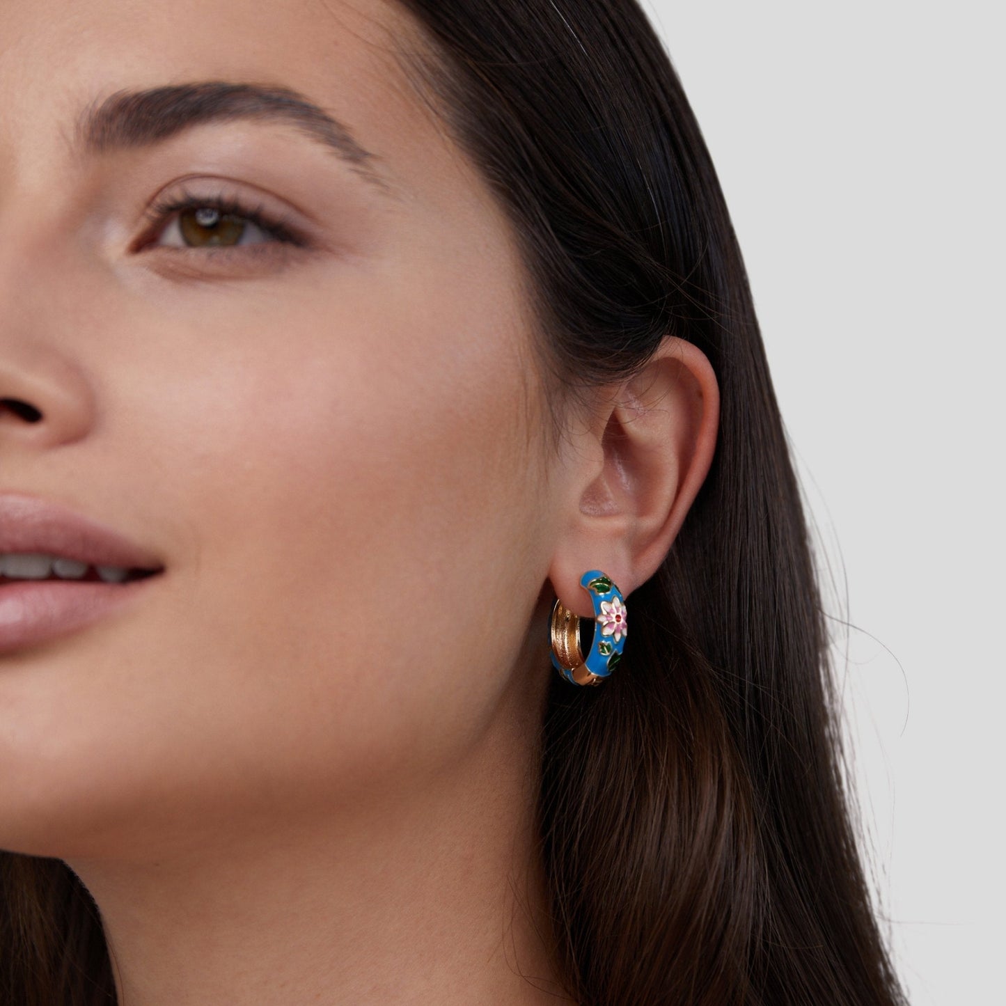 Boucles d'oreilles Golden Circle avec Fleur