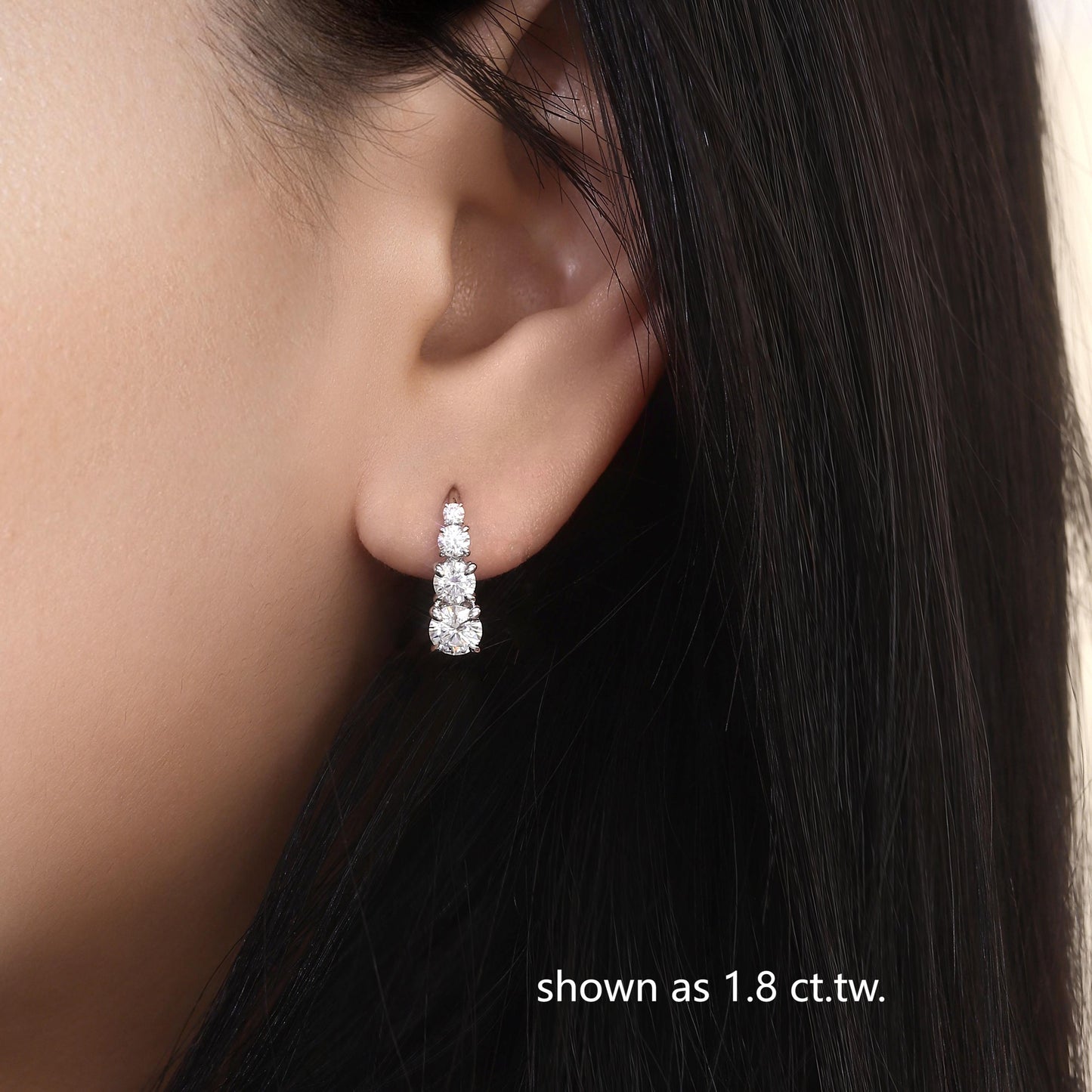 Boucles d’oreilles Carol quatre pierres | Or blanc