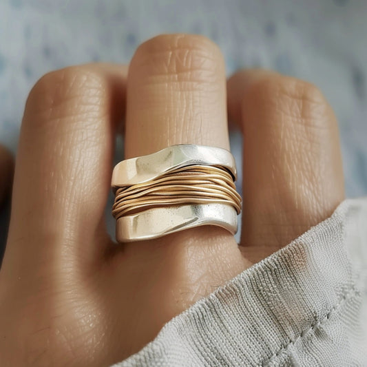 Bague en fil d'or plaqué argent