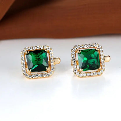 Boucles d’oreilles Golden Green Square Zirconia | Or