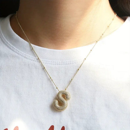 Ensemble collier initial lettre Bubble | Or