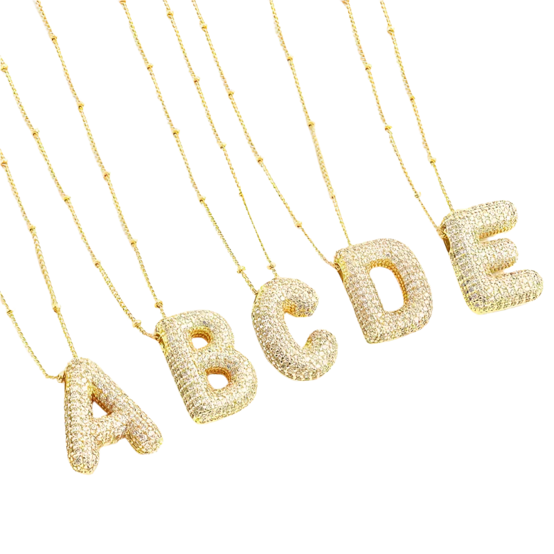 Ensemble collier initial lettre Bubble | Or