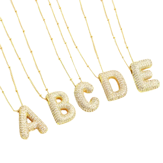 Ensemble collier initial lettre Bubble | Or