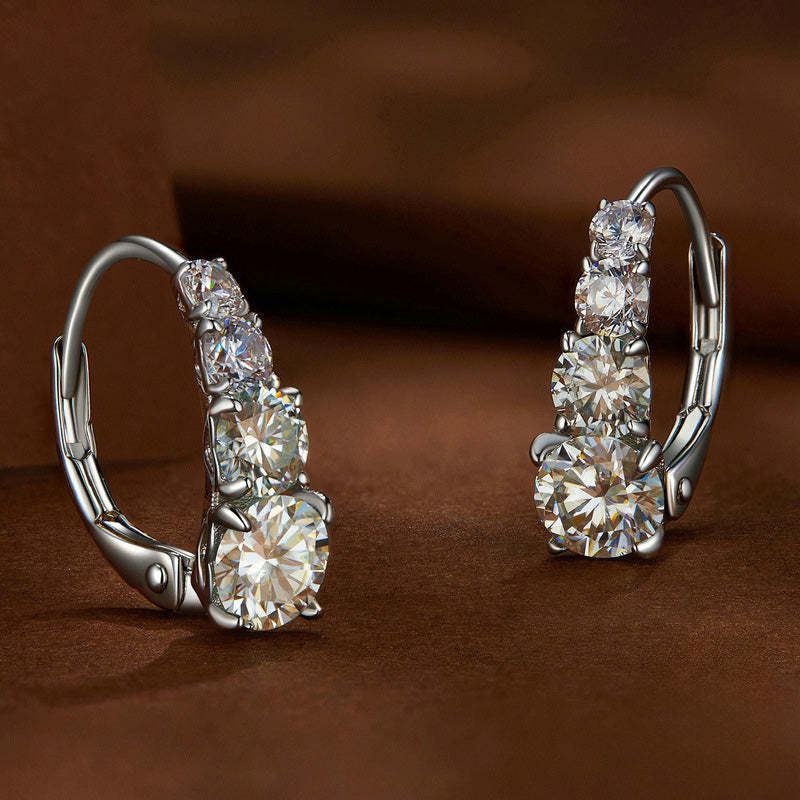 Boucles d’oreilles Carol quatre pierres | Or blanc