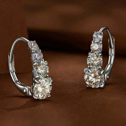 Boucles d’oreilles Carol quatre pierres | Or blanc