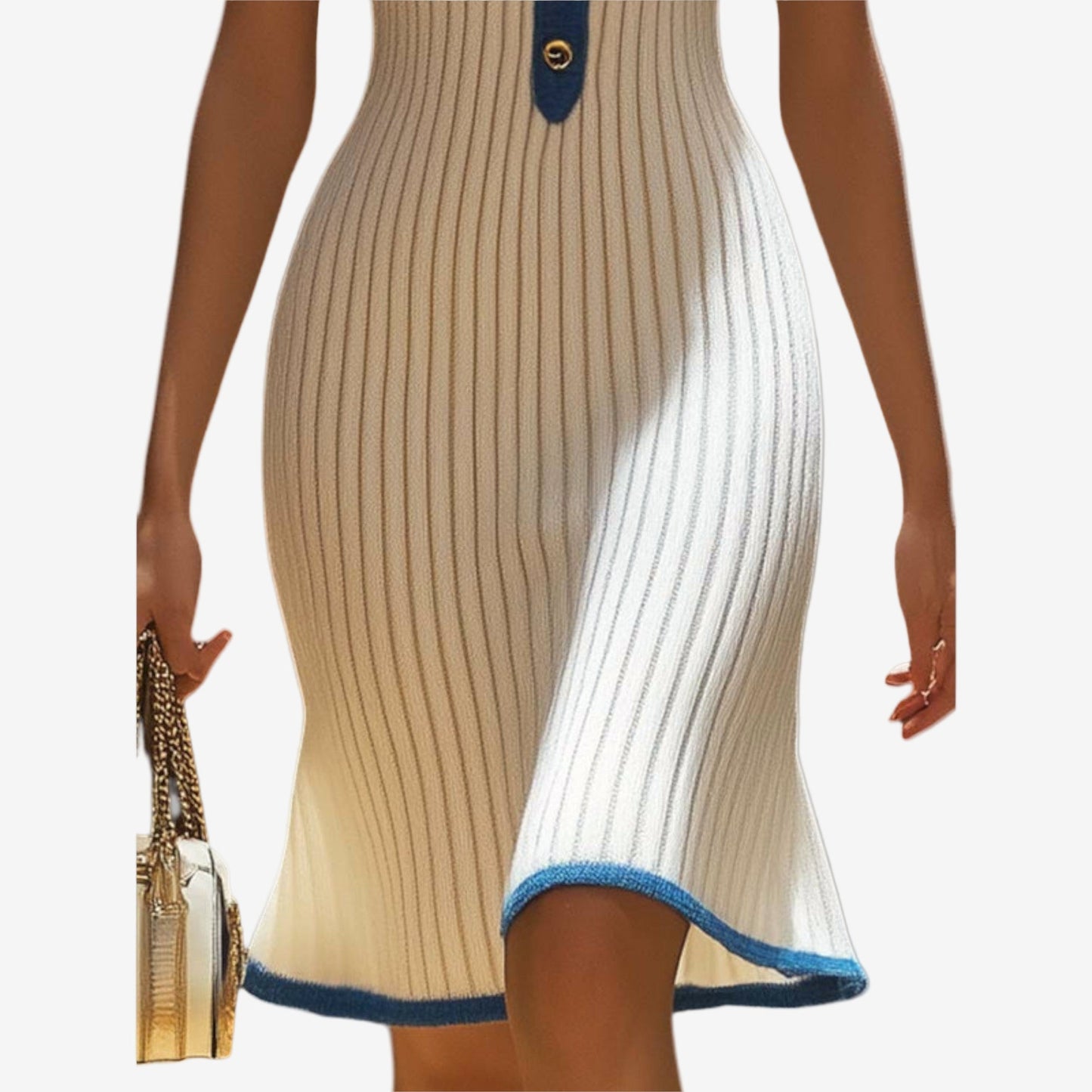 Elera™ | Robe Midi Élégante avec Détails Contrastés