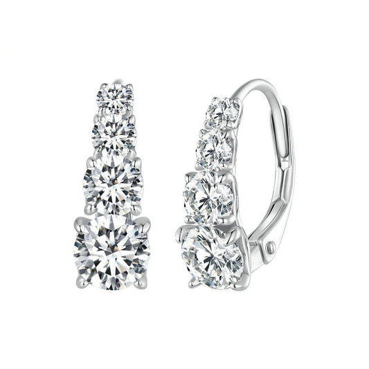 Boucles d’oreilles Carol quatre pierres | Or blanc