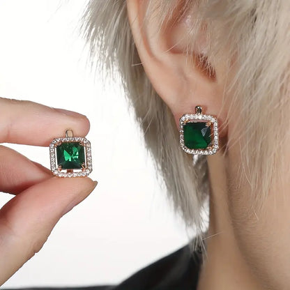 Boucles d’oreilles Golden Green Square Zirconia | Or