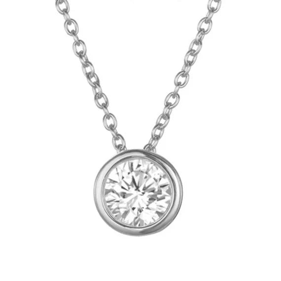 Collier pierre de naissance Lunaria Gemmara | Or blanc