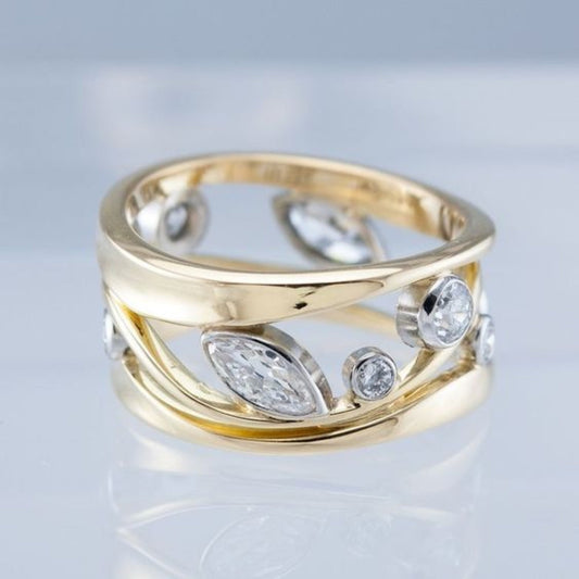 Bague vintage en or et zirconium