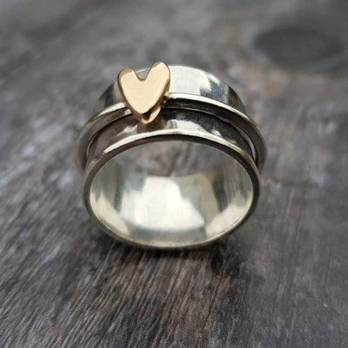 Mely - Bague en argent avec cœur doré