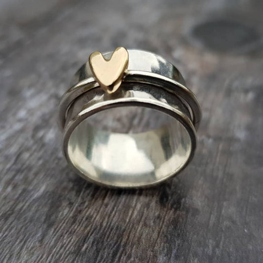 Mely - Bague en argent avec cœur doré