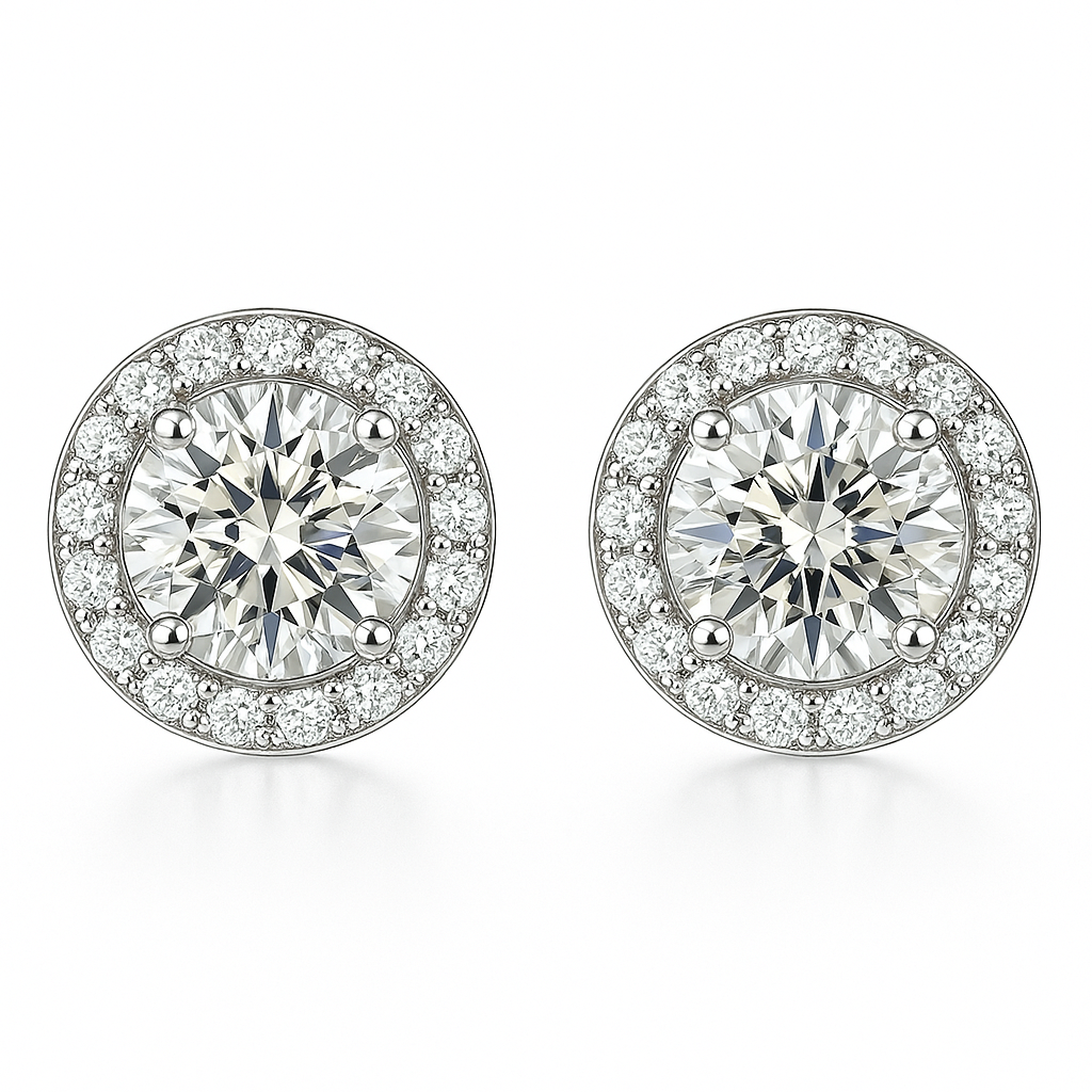Boucles d’oreilles Glacé Glamour rondes | Or blanc