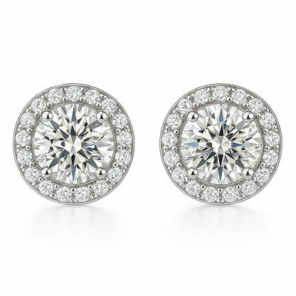 Boucles d’oreilles Glacé Glamour rondes | Or blanc