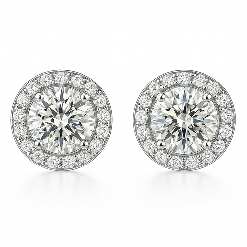 Boucles d’oreilles Glacé Glamour rondes | Or blanc
