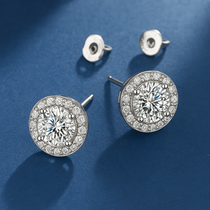 Boucles d’oreilles Glacé Glamour rondes | Or blanc