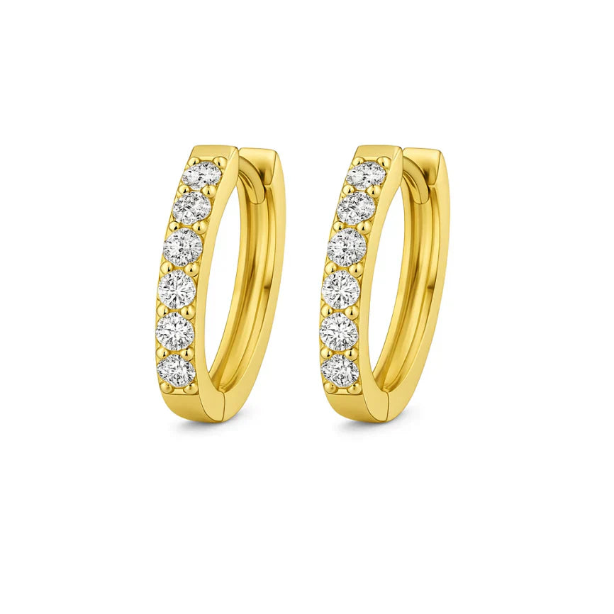 Boucles d’oreilles Pave Huggie | Or
