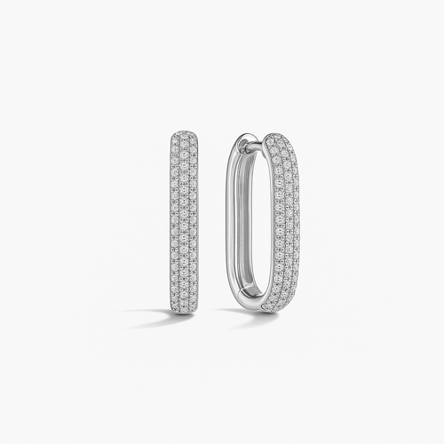 Créoles Icon Pavé | Or blanc