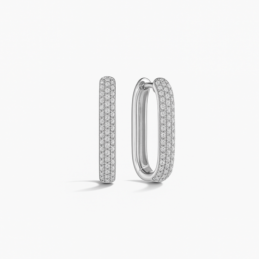 Créoles Icon Pavé | Or blanc