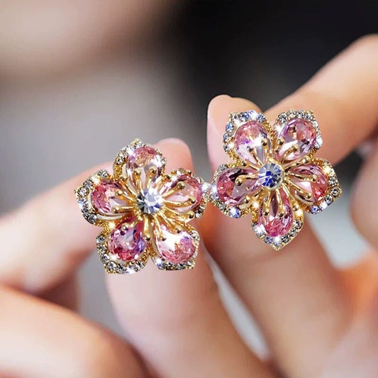 Boucles d'oreilles en zirconium multicolore en argent