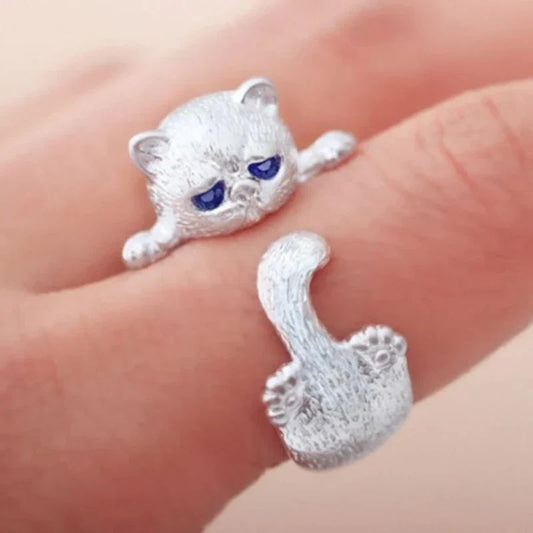 Bague Adjustable Kitten | Or blanc