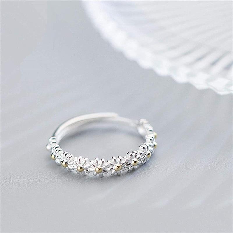 Bague Argent Adjustable avec Marguerite