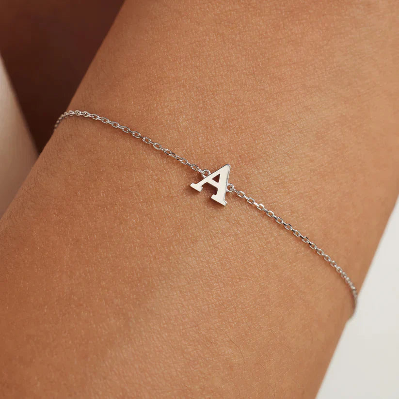 Bracelet initial Vita Signa | Or blanc