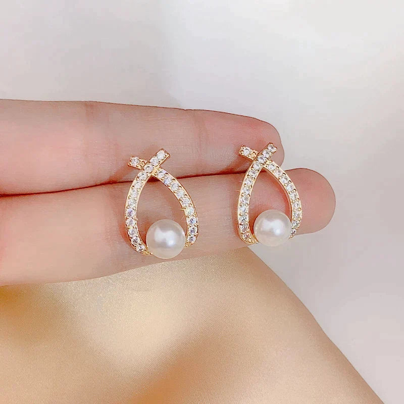 Boucles d'oreilles avec perles et paillettes
