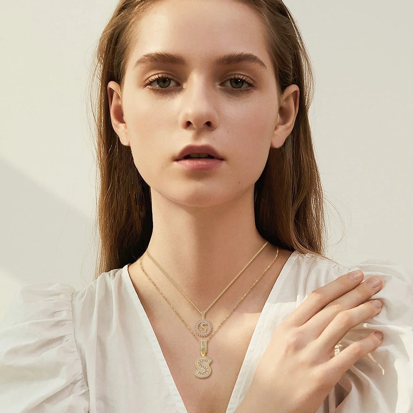 Ensemble collier initial lettre Pave | Or