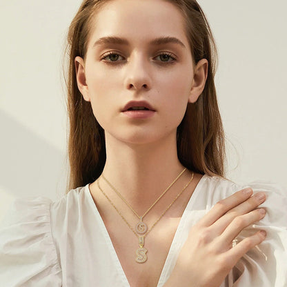 Ensemble collier initial lettre Pave | Or