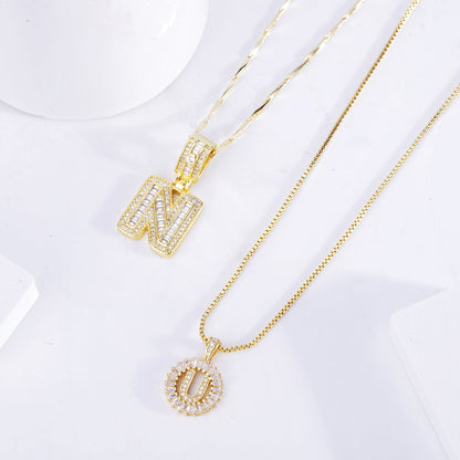 Ensemble collier initial lettre Pave | Or