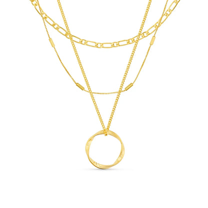 Collier Open Circle trois rangs | Or blanc