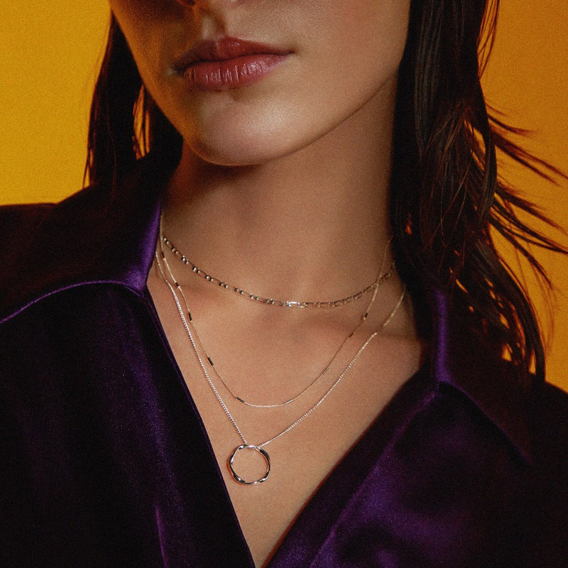 Collier Open Circle trois rangs | Or blanc
