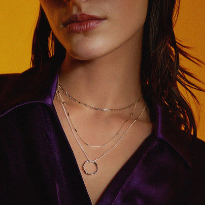 Collier Open Circle trois rangs | Or blanc