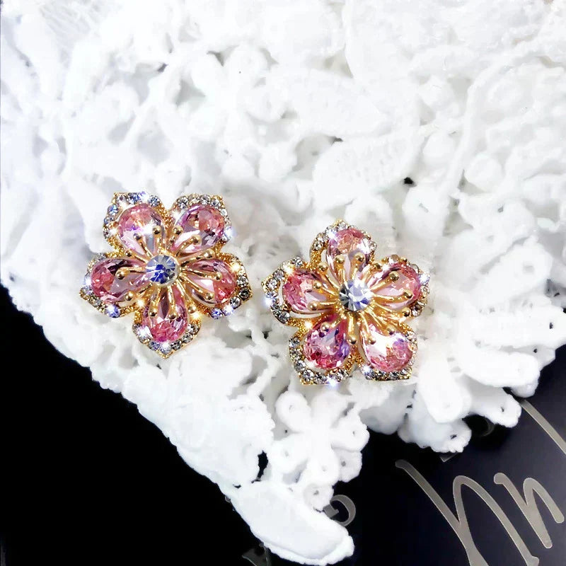 Boucles d'oreilles en zirconium multicolore en argent