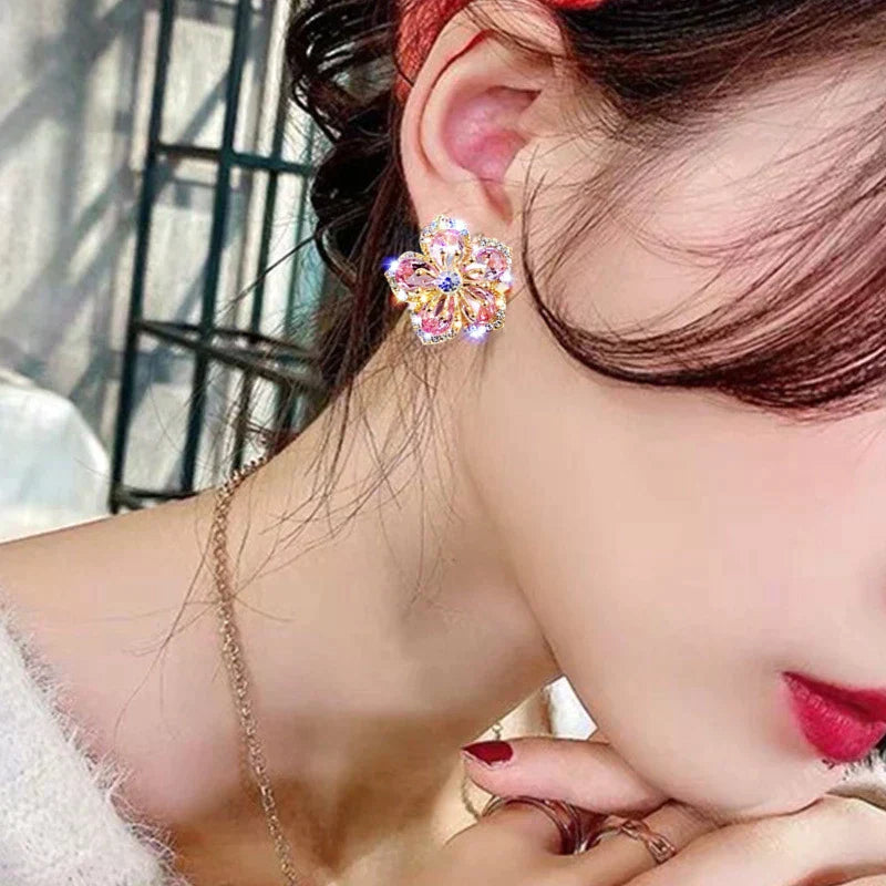 Boucles d'oreilles en zirconium multicolore en argent
