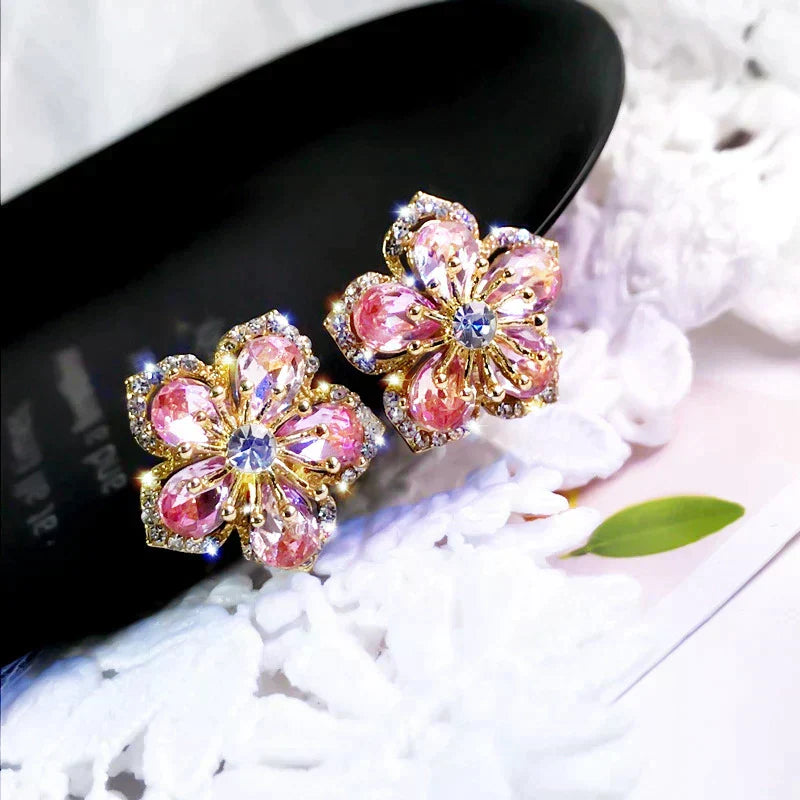 Boucles d'oreilles en zirconium multicolore en argent