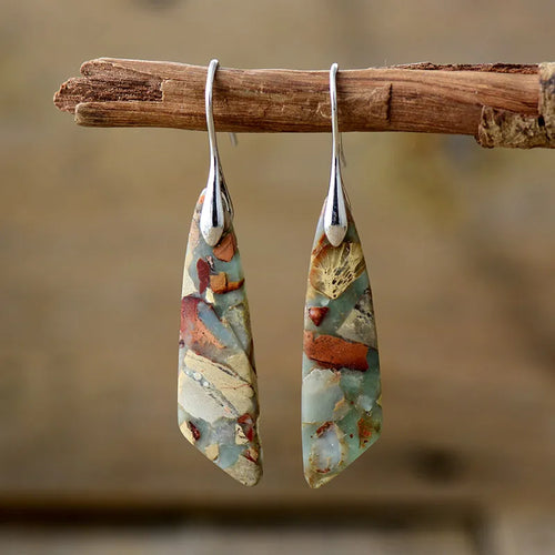 Boucles d'oreilles vintage avec pierre naturelle
