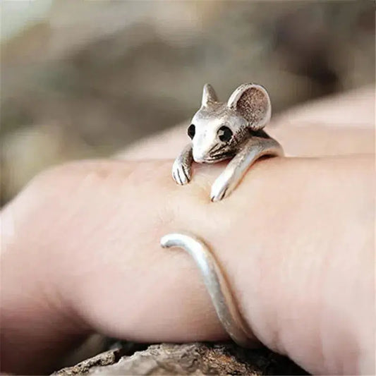 Bague Souris en Argent Vintage