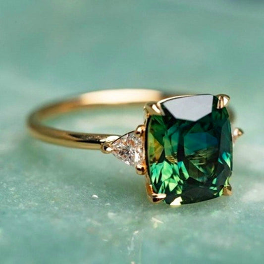 Bague en Zirconium Vert en Or