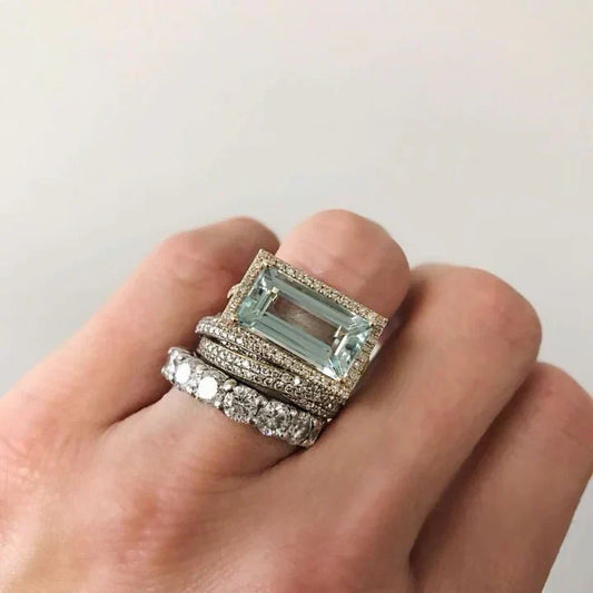 Ensemble de bagues Turquoise Relic | Or blanc