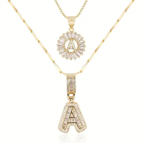 Ensemble collier initial lettre Pave | Or