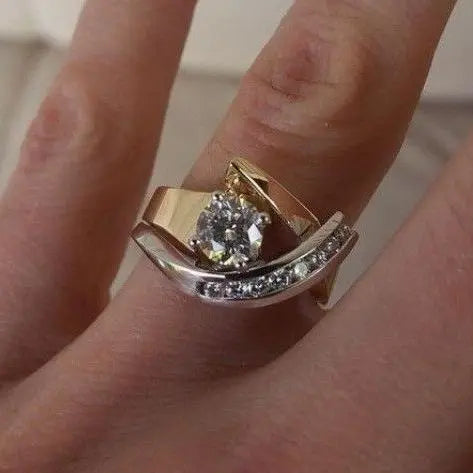 Bague en Zirconium Or & Argent Vintage Irrégulière