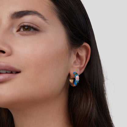 Boucles d'oreilles Golden Circle avec Fleur